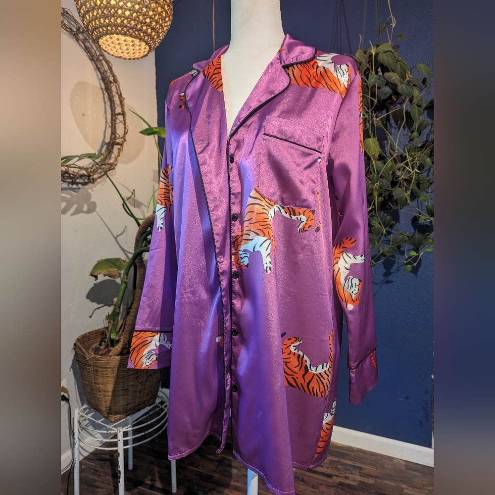 Purple Tiger Silk Top | 6